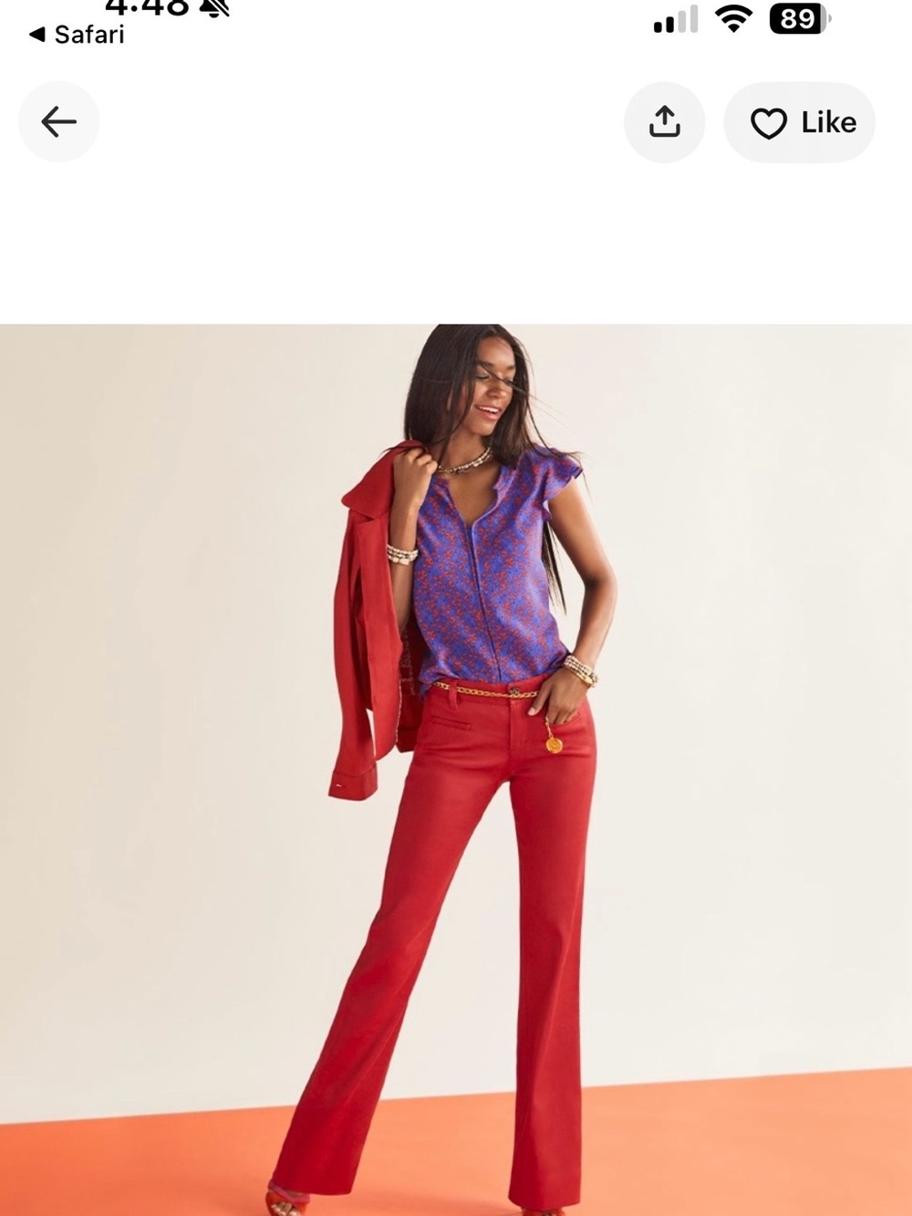 Cabi Ventine Bright Red Wide-Leg Trousers